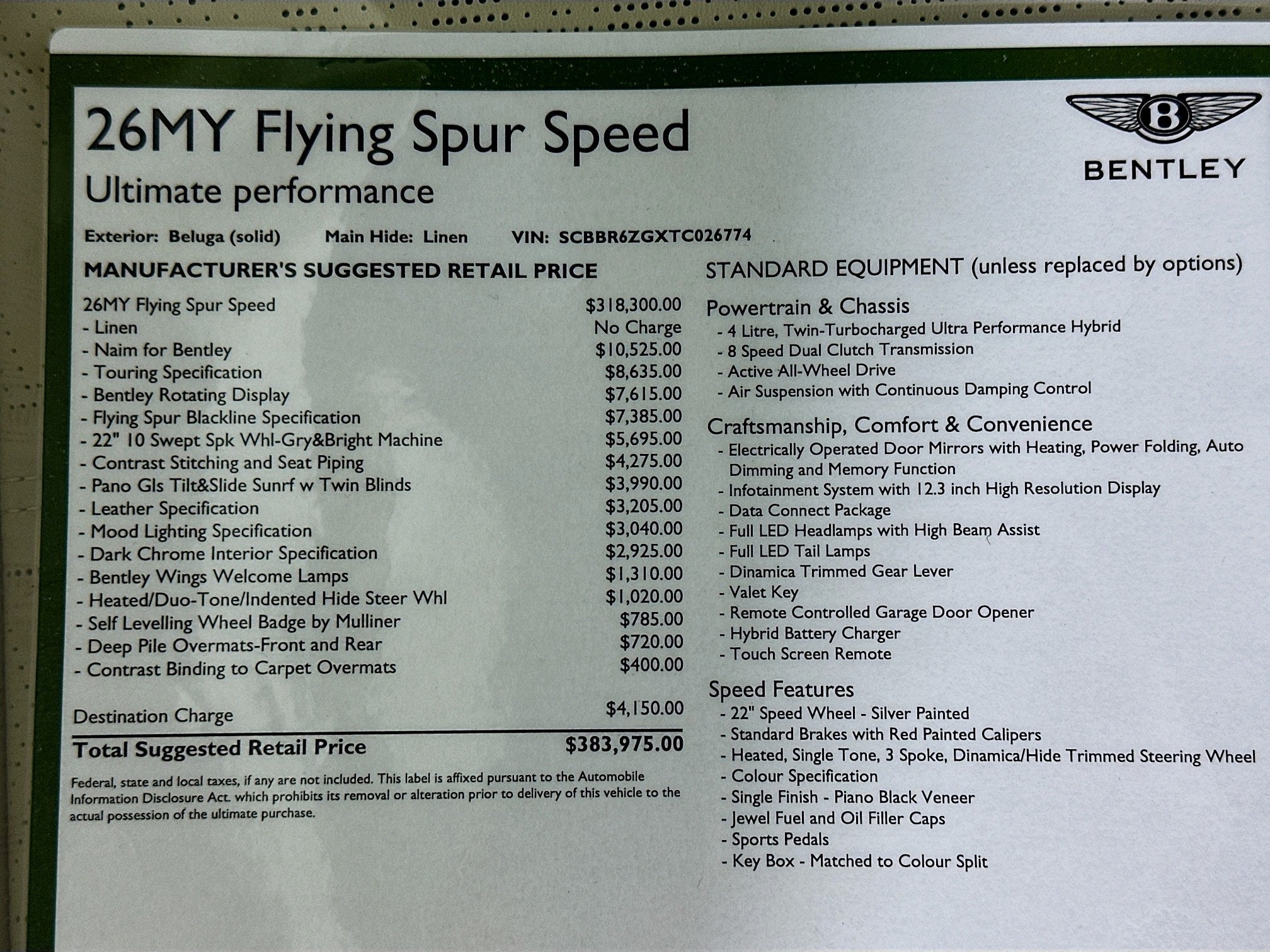 2026 Bentley Flying Spur Speed