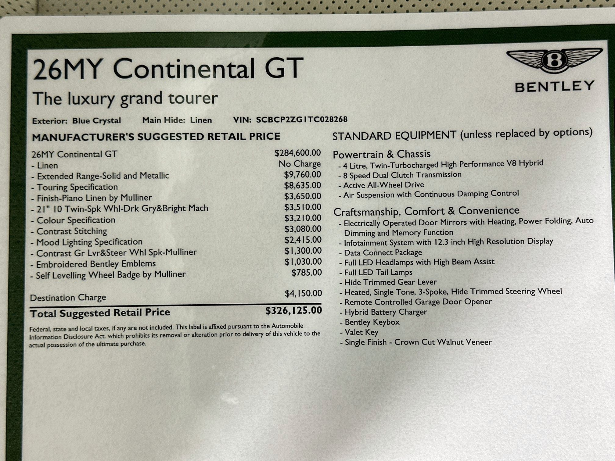 2026 Bentley Continental GT Base