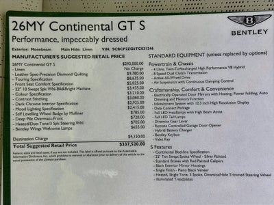 2026 Bentley Continental GT S