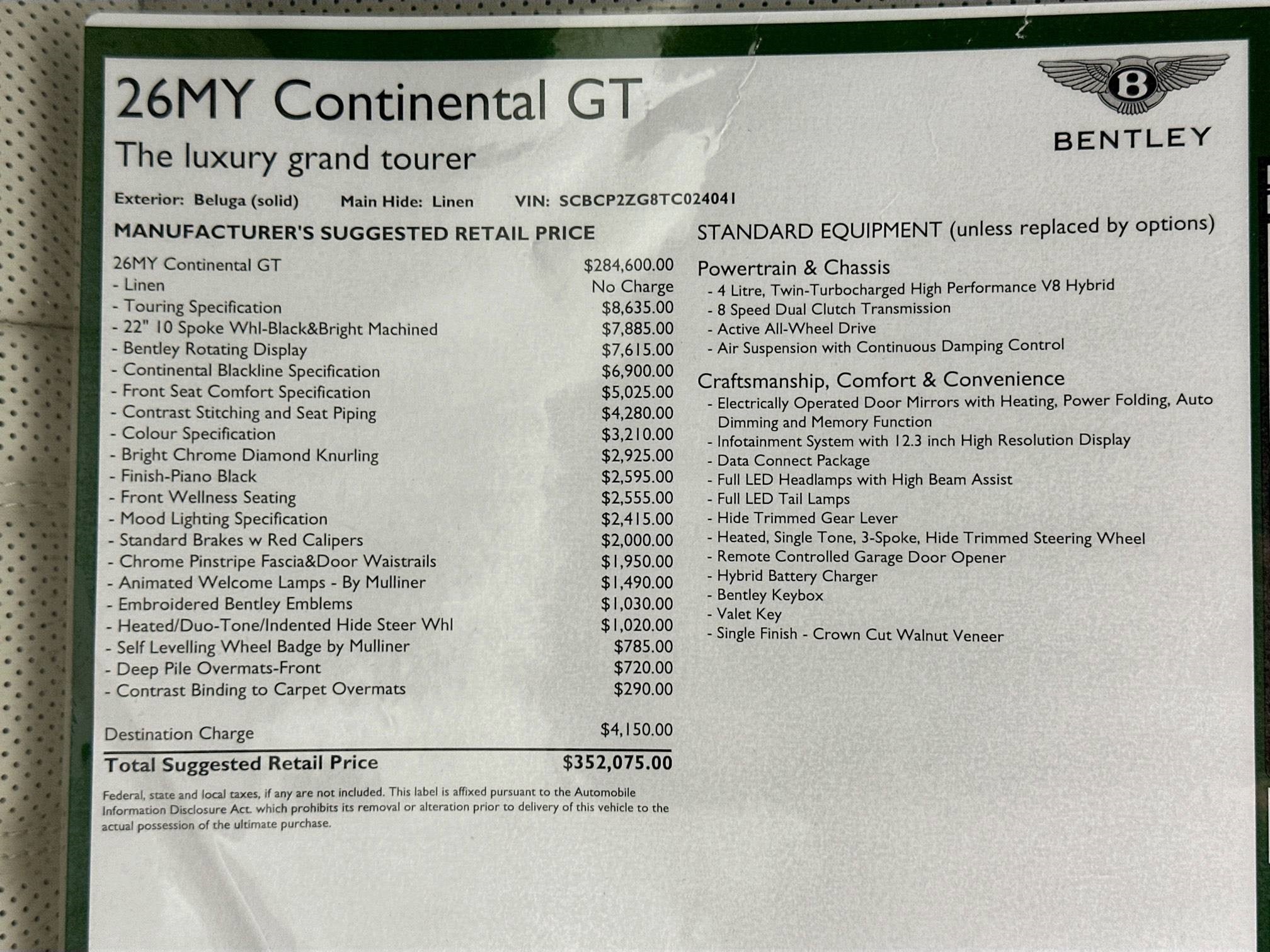 2026 Bentley Continental GT Base