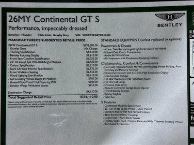 2026 Bentley Continental GT S