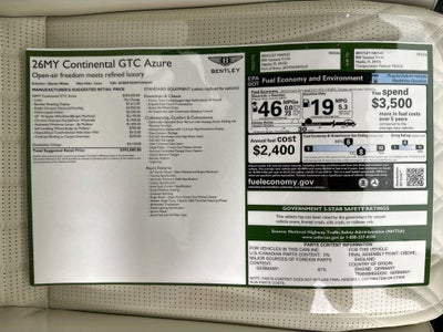 2026 Bentley Continental GTC Azure