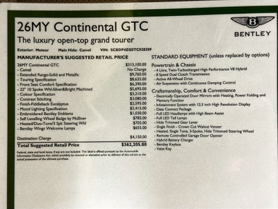 2026 Bentley Continental GTC Base