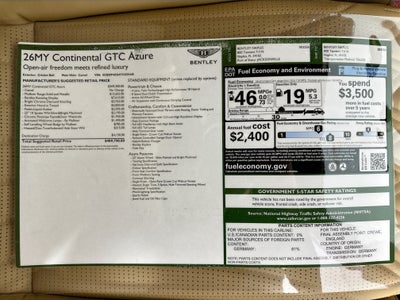 2026 Bentley Continental GTC Azure