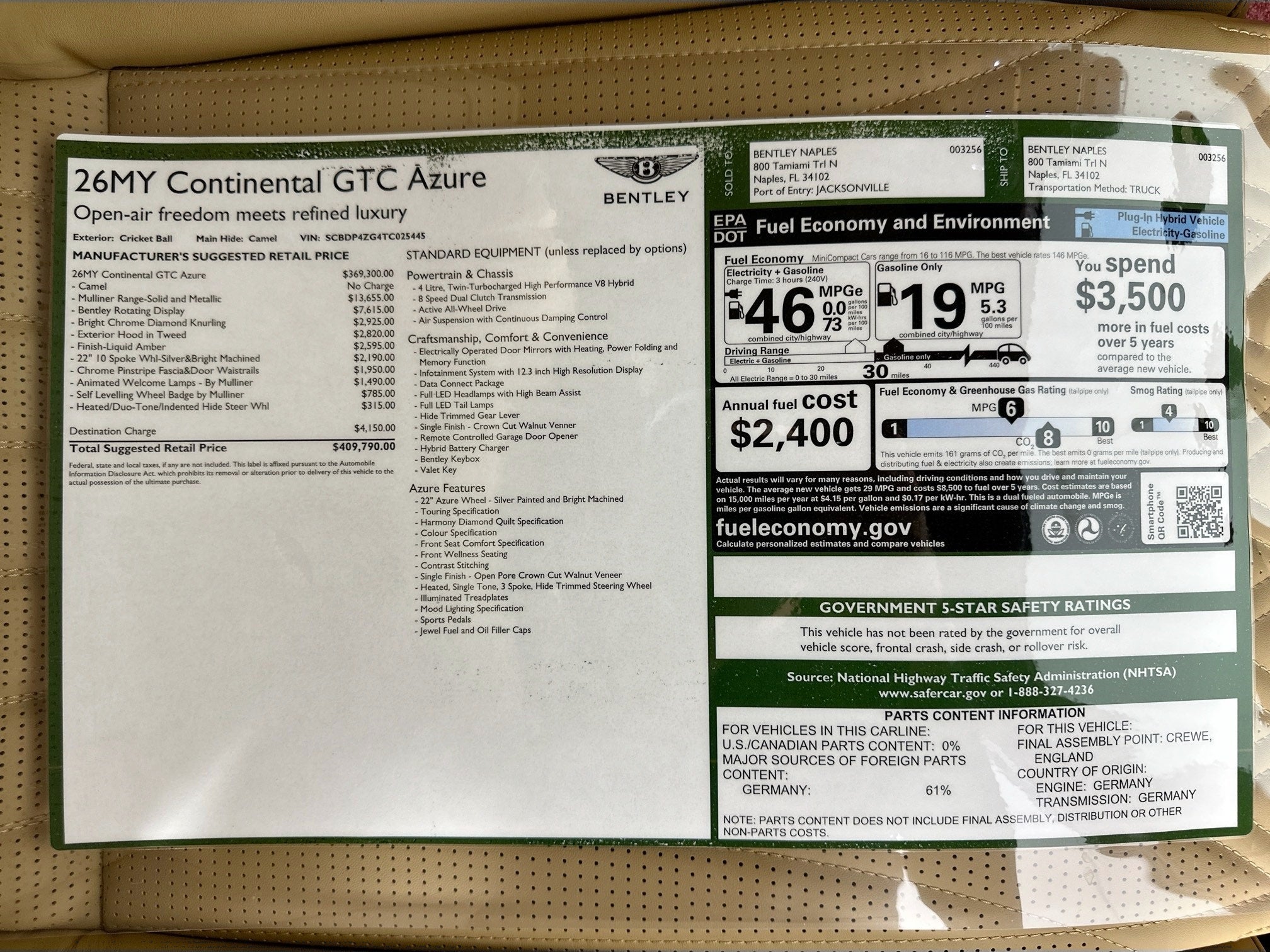 2026 Bentley Continental GTC Azure