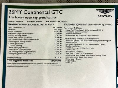 2026 Bentley Continental GTC Base