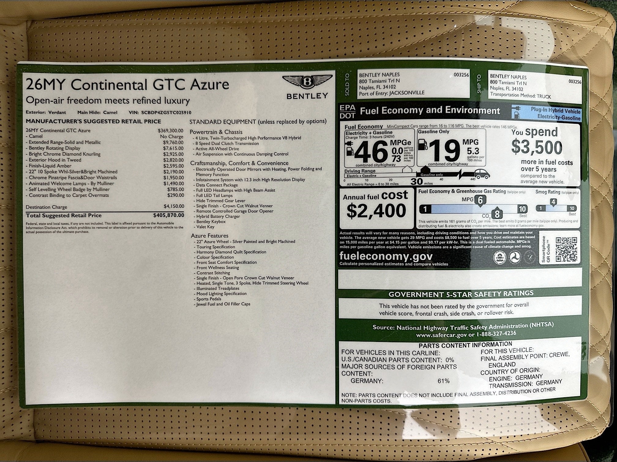2026 Bentley Continental GTC Azure
