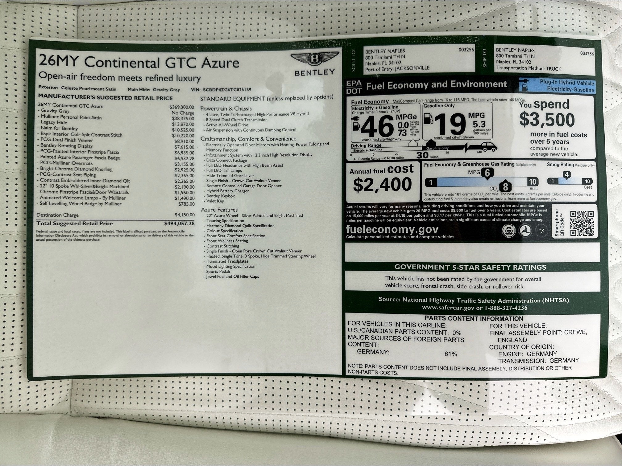 2026 Bentley Continental GTC Azure