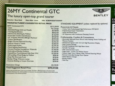 2026 Bentley Continental GTC Base