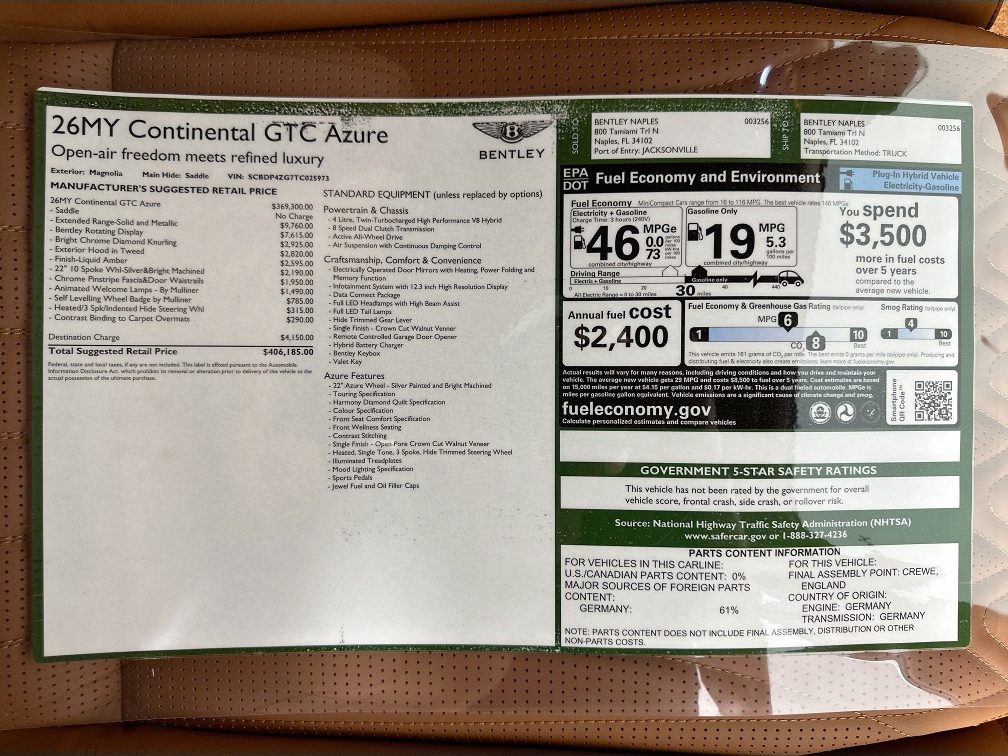 2026 Bentley Continental GTC Azure