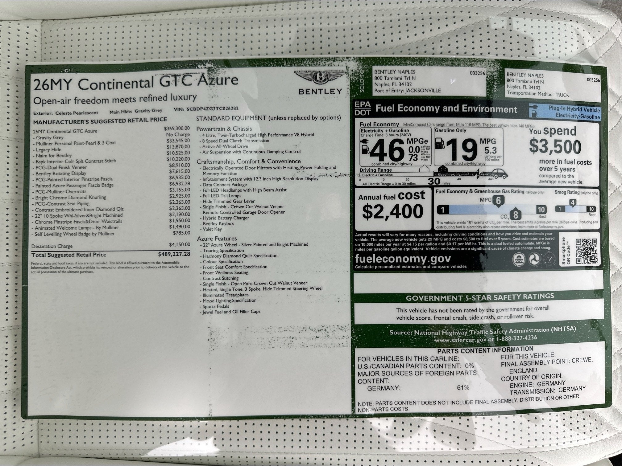2026 Bentley Continental GTC Azure
