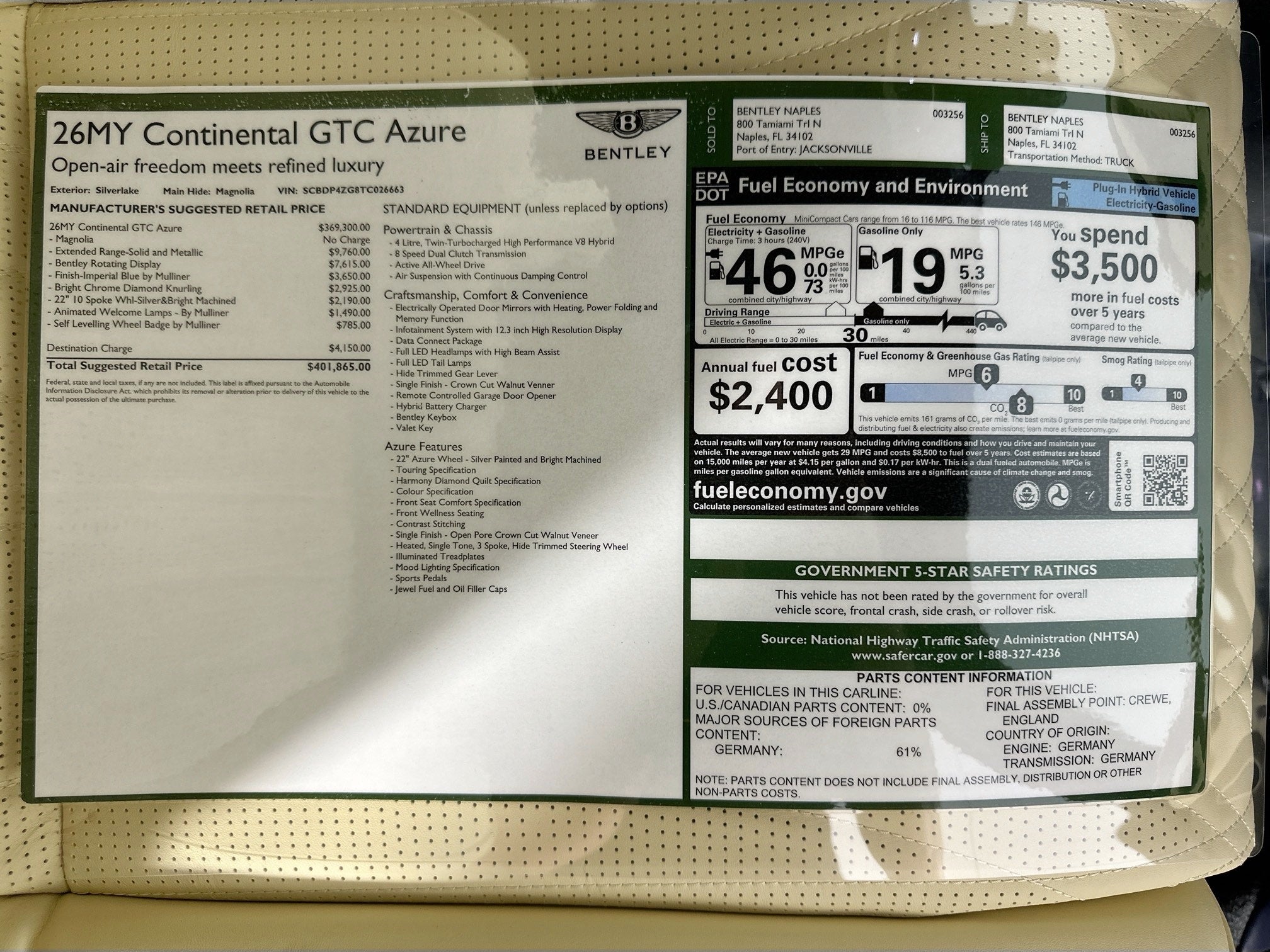 2026 Bentley Continental GTC Azure