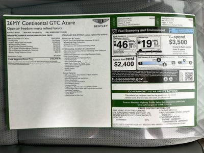 2026 Bentley Continental GTC Azure