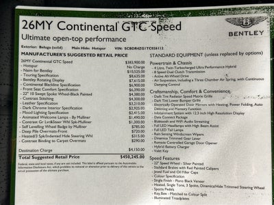 2026 Bentley Continental GTC Speed