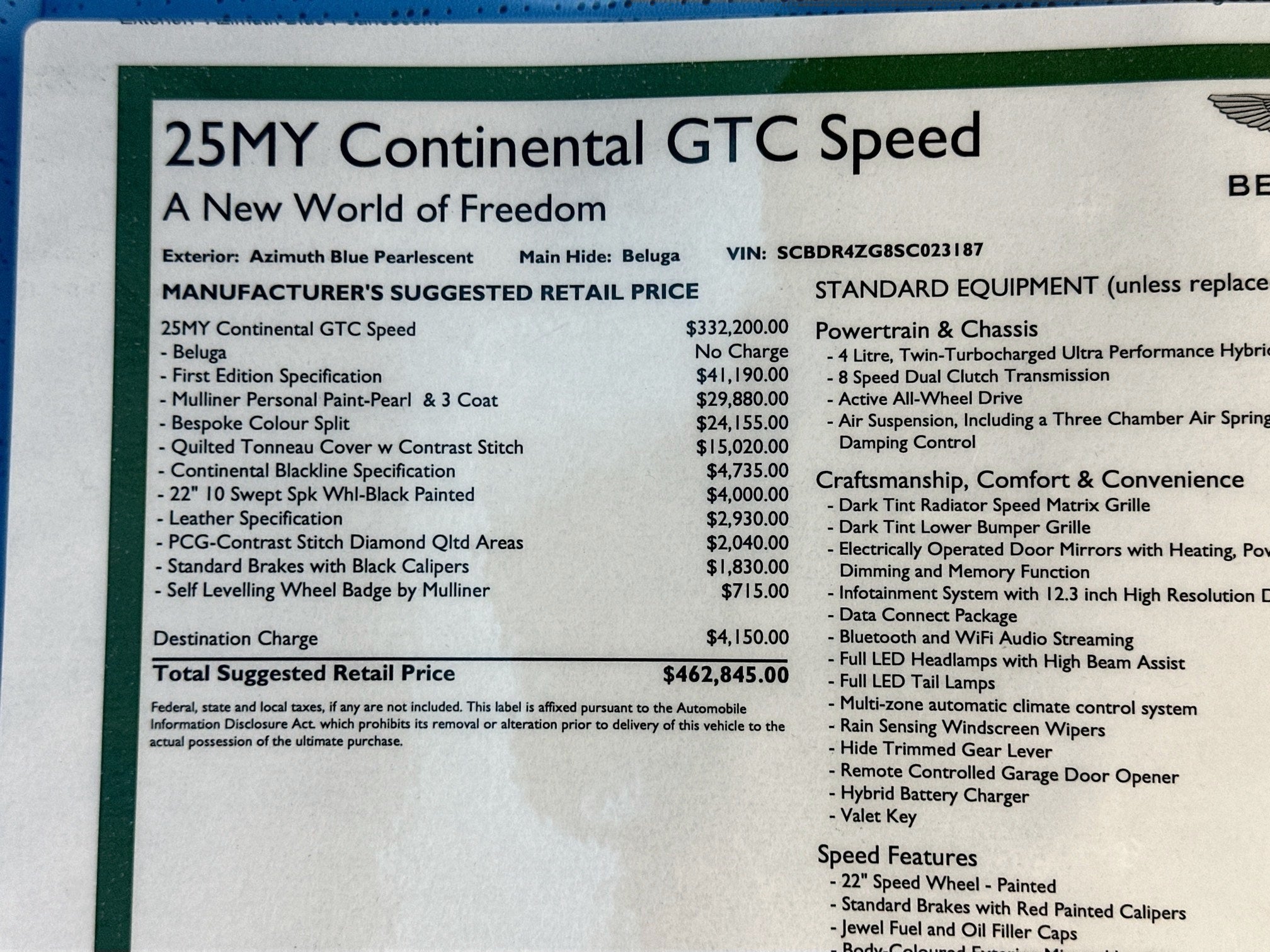 2025 Bentley Continental GTC First Edition