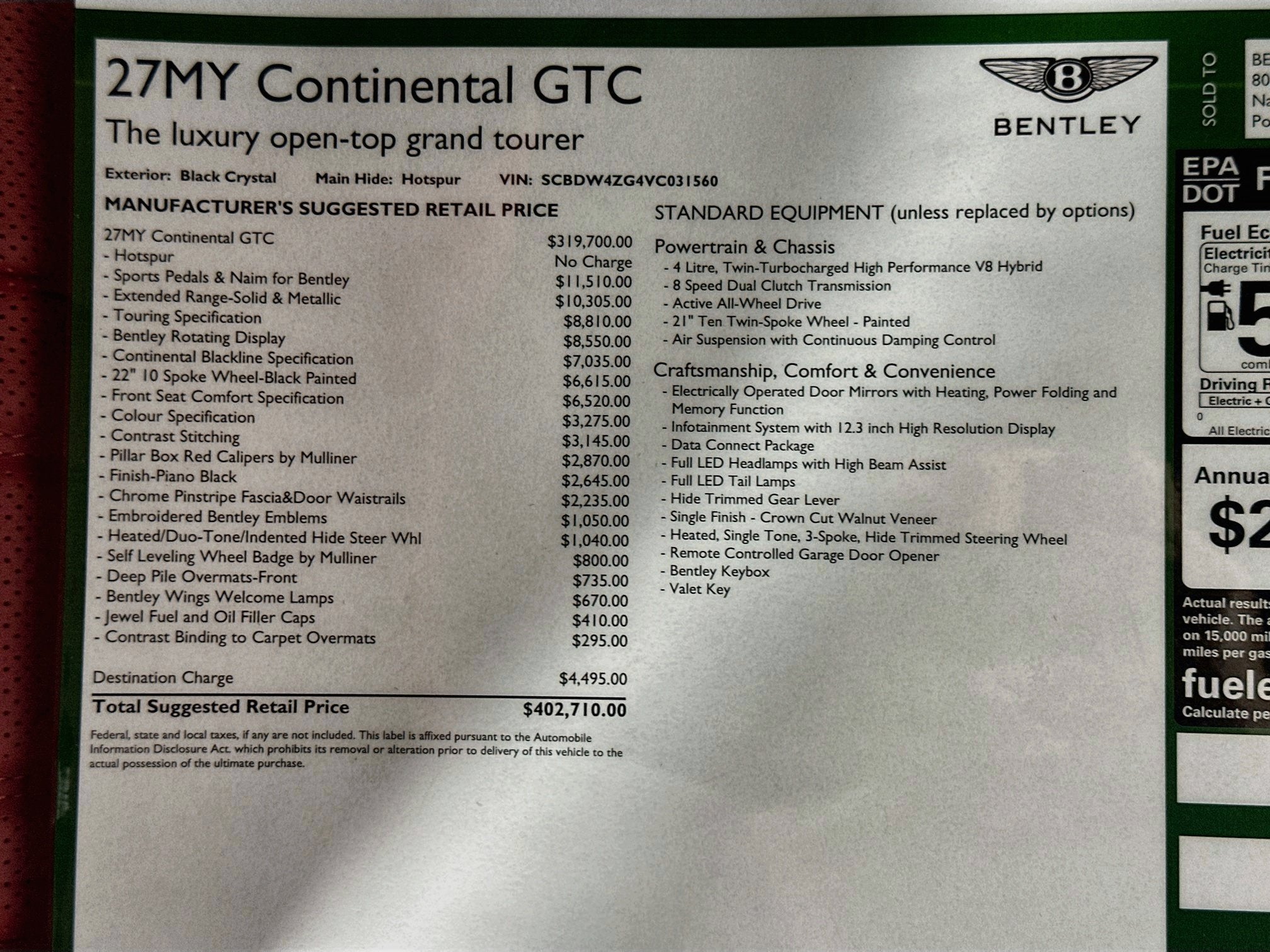 2027 Bentley Continental GTC Base