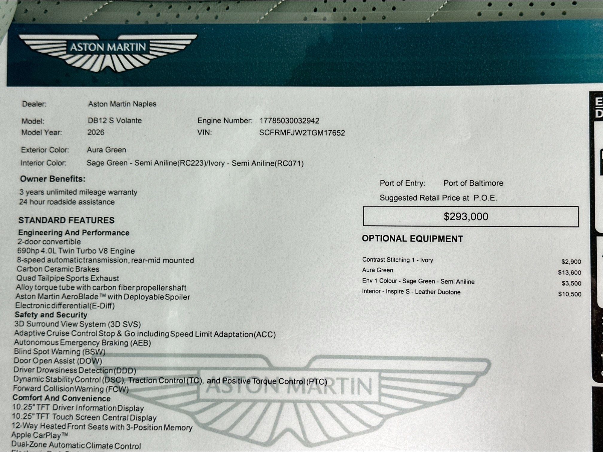 2026 Aston Martin DB12 Volante S
