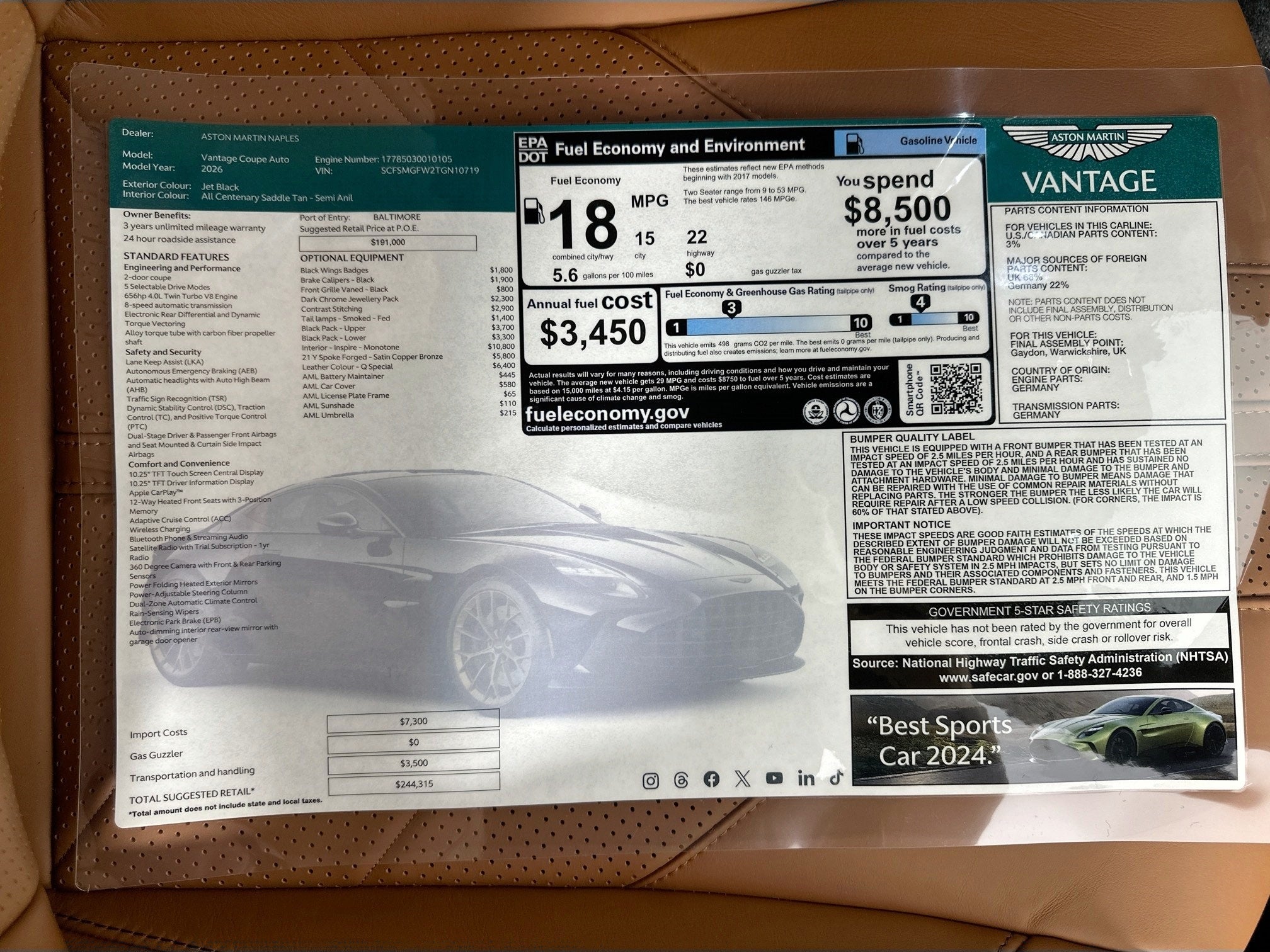 2026 Aston Martin Vantage Coupe