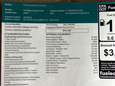 2026 Aston Martin Vantage Coupe