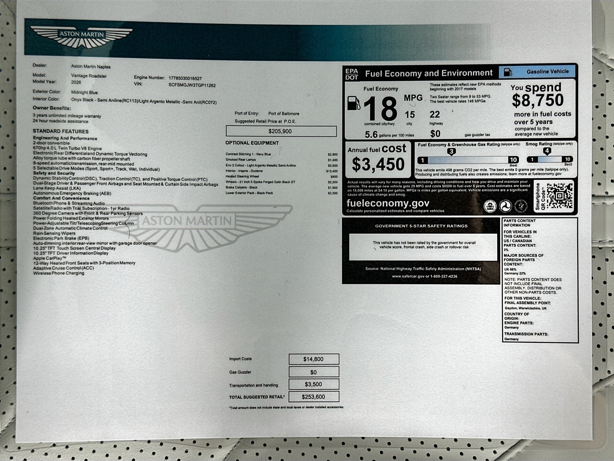 2026 Aston Martin Vantage Roadster