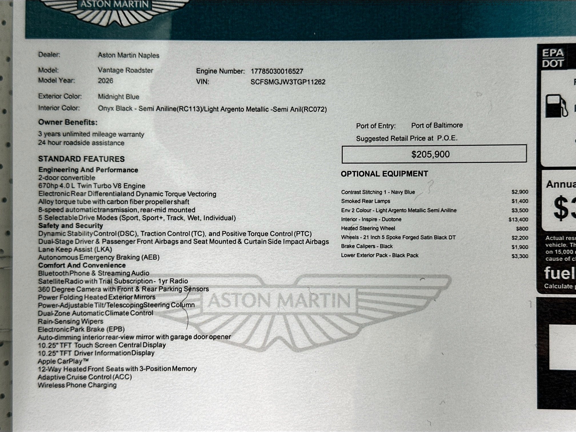 2026 Aston Martin Vantage Roadster