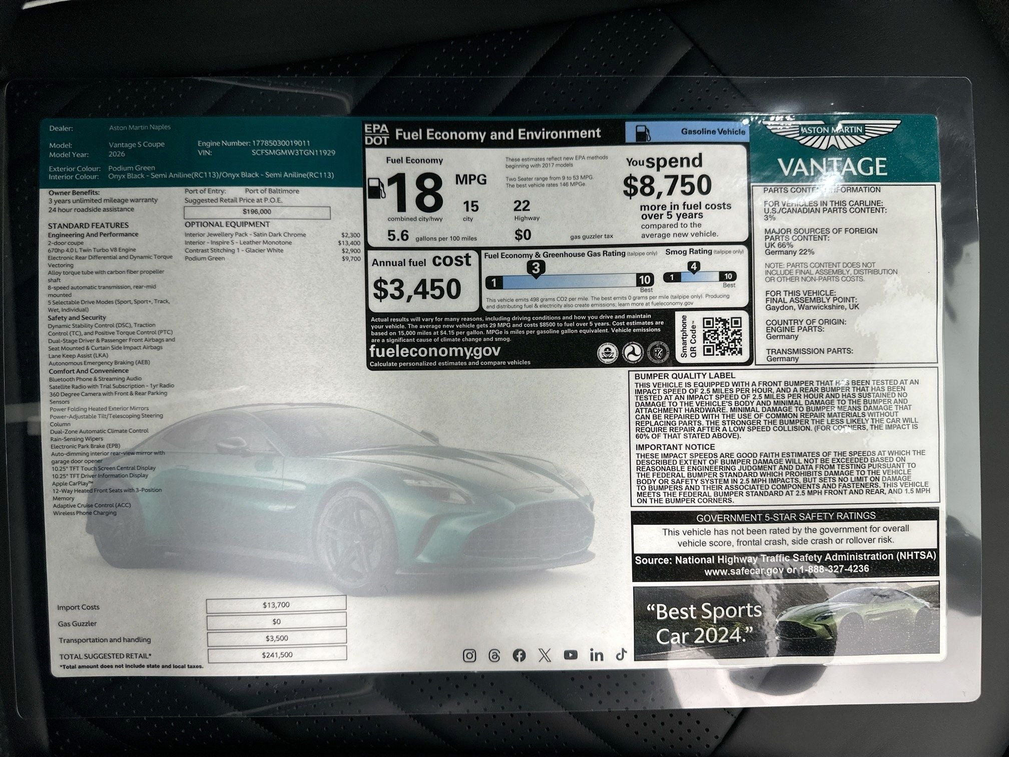 2026 Aston Martin Vantage S
