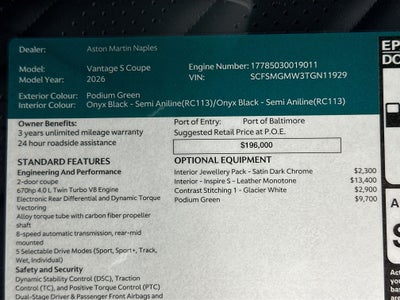 2026 Aston Martin Vantage S