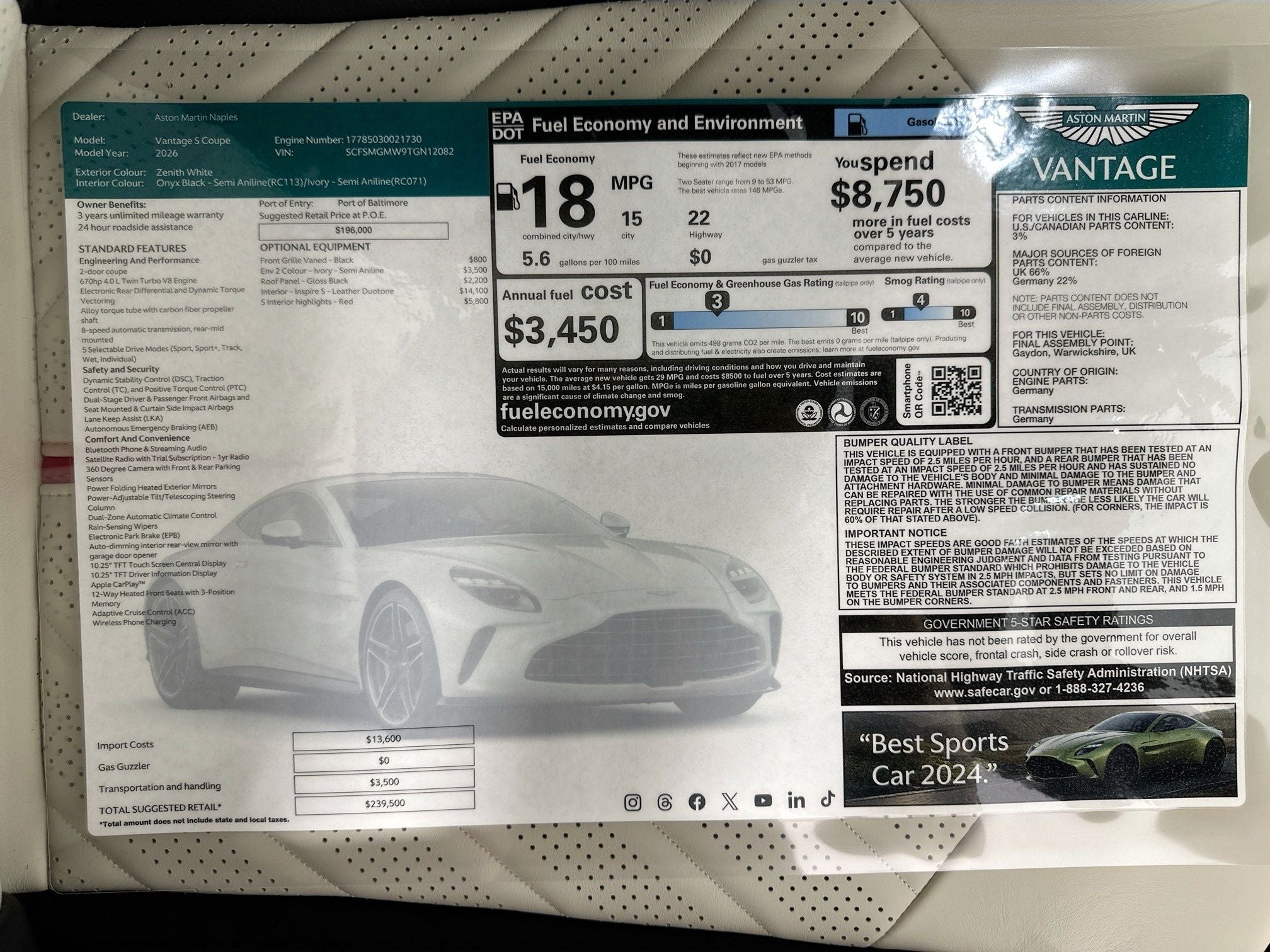 2026 Aston Martin Vantage S