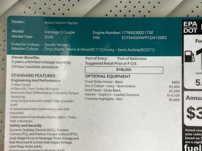 2026 Aston Martin Vantage S