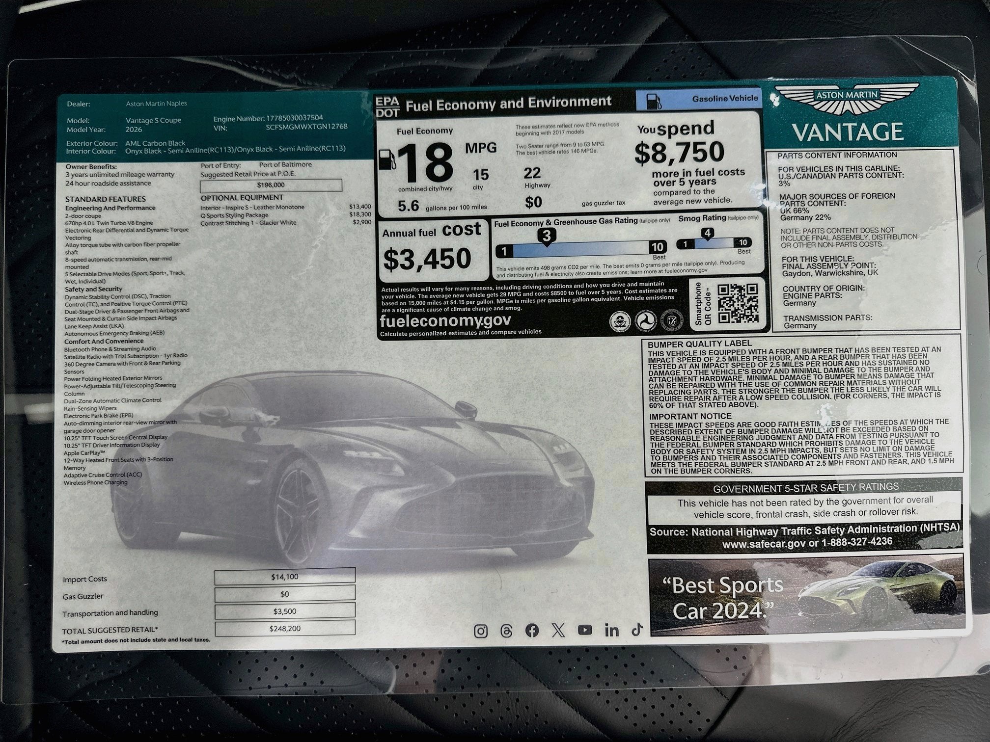 2026 Aston Martin Vantage S Q Edition