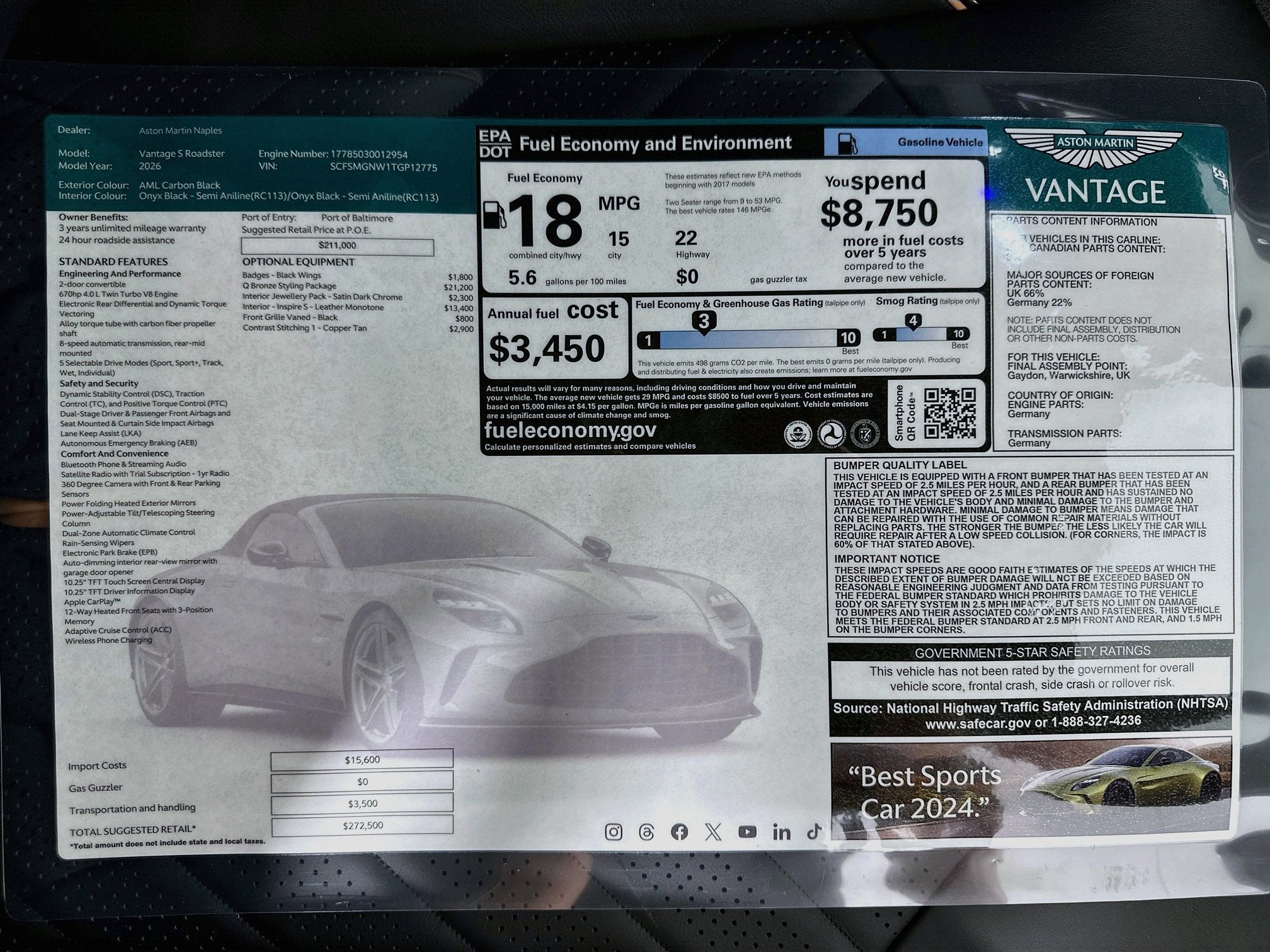 2026 Aston Martin Vantage S Roadster