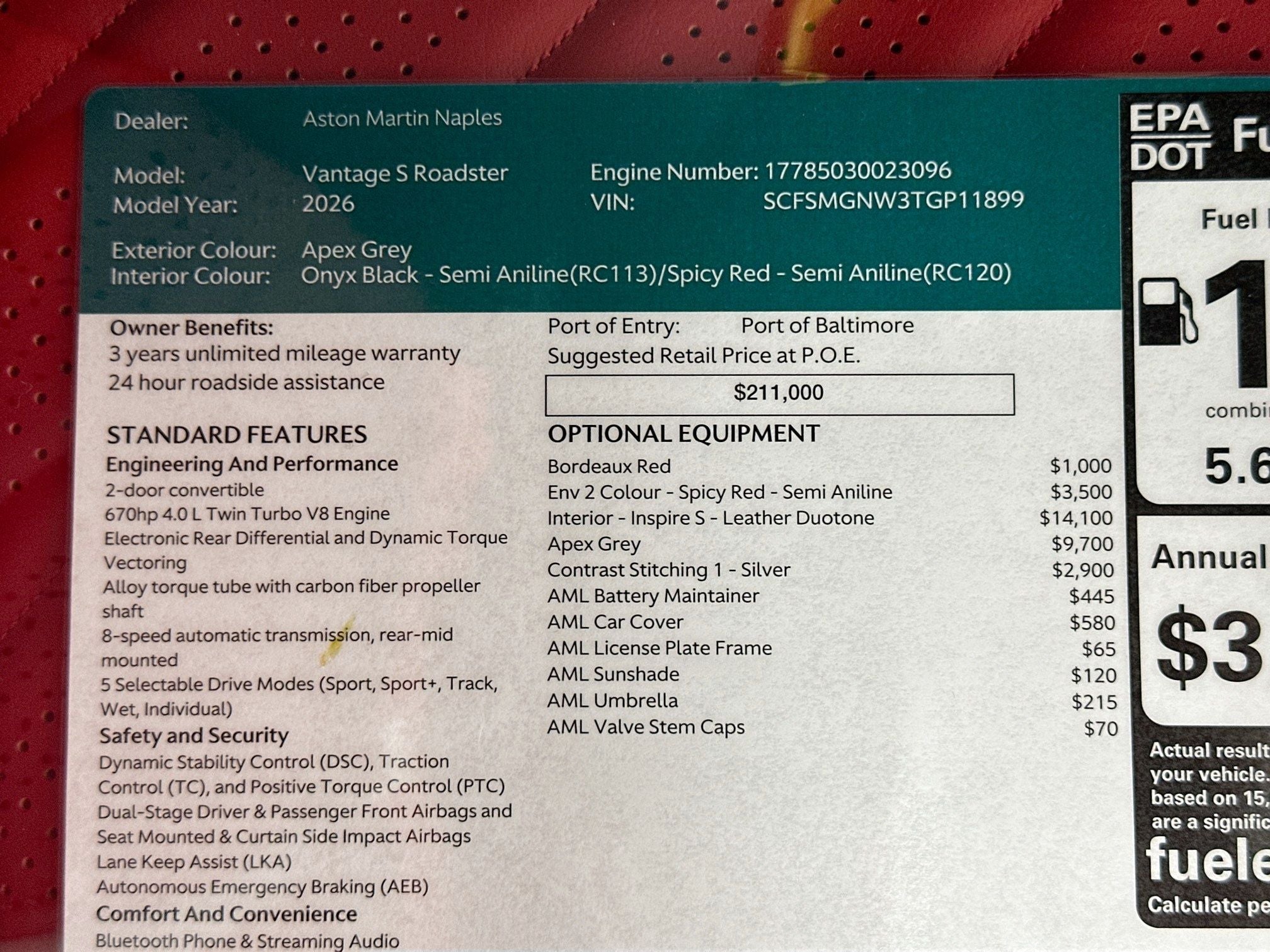 2026 Aston Martin Vantage S Roadster