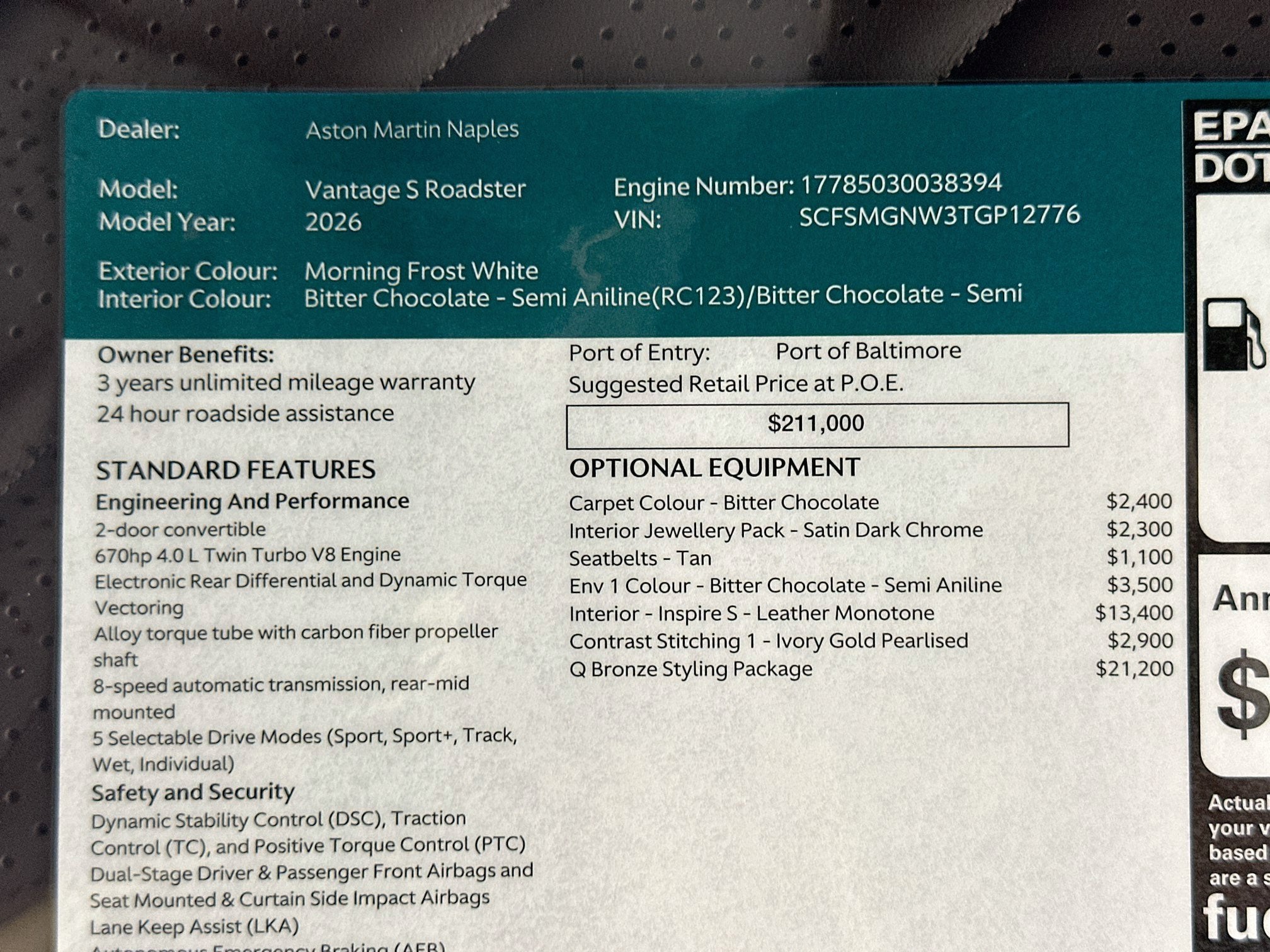 2026 Aston Martin Vantage S Roadster