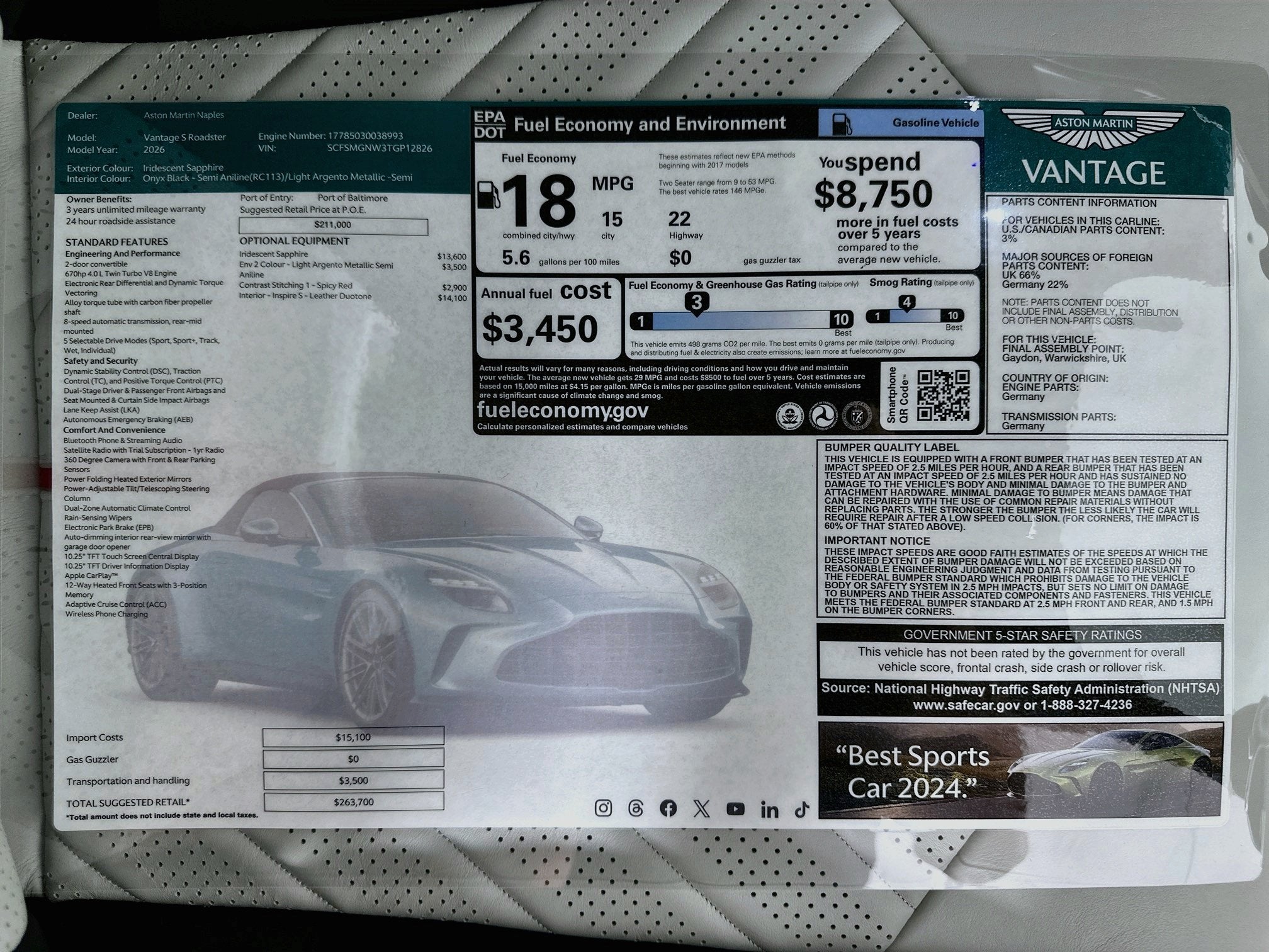2026 Aston Martin Vantage S Roadster