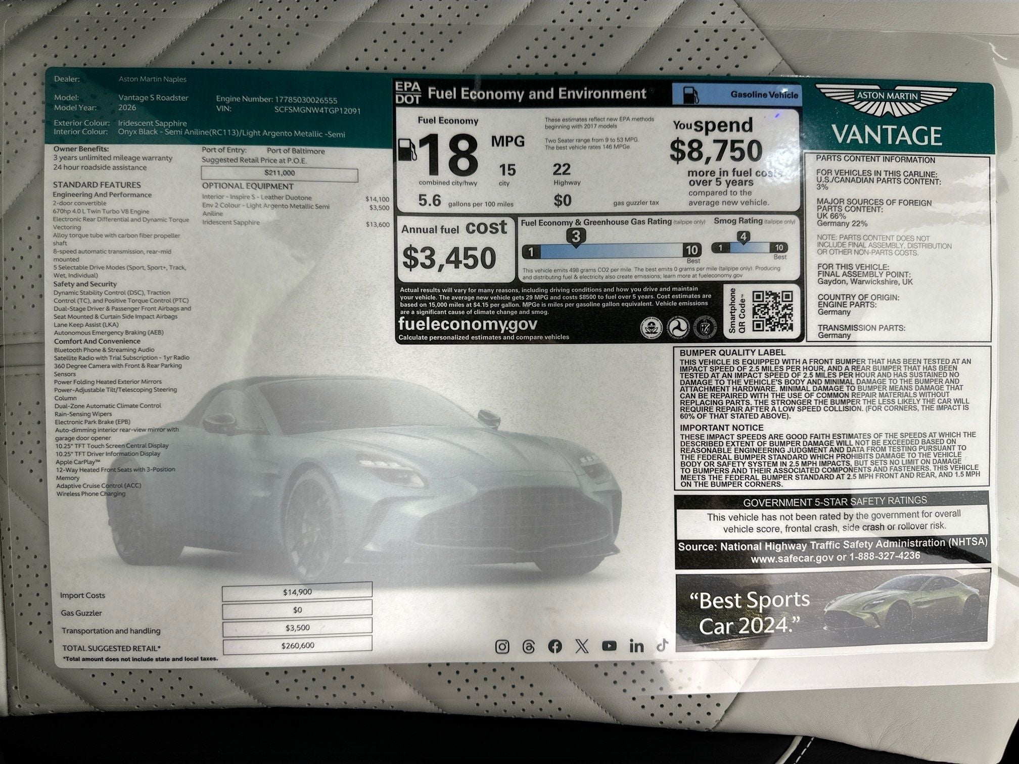 2026 Aston Martin Vantage S Roadster