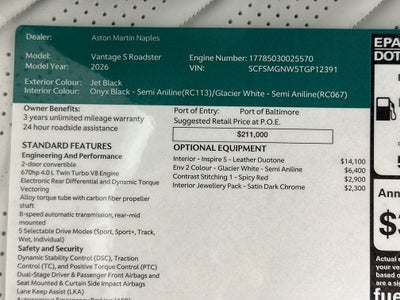 2026 Aston Martin Vantage S Roadster