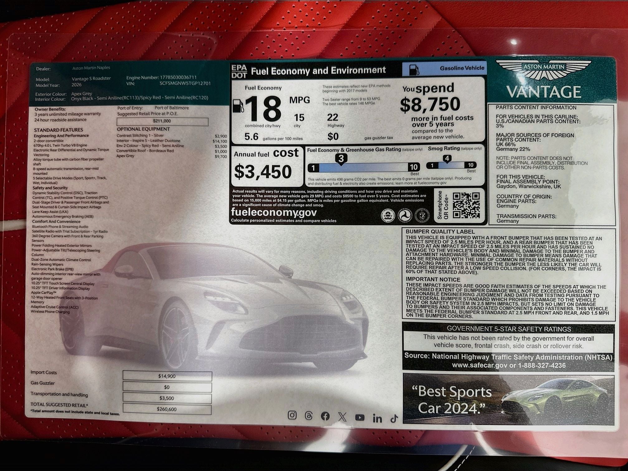 2026 Aston Martin Vantage S
