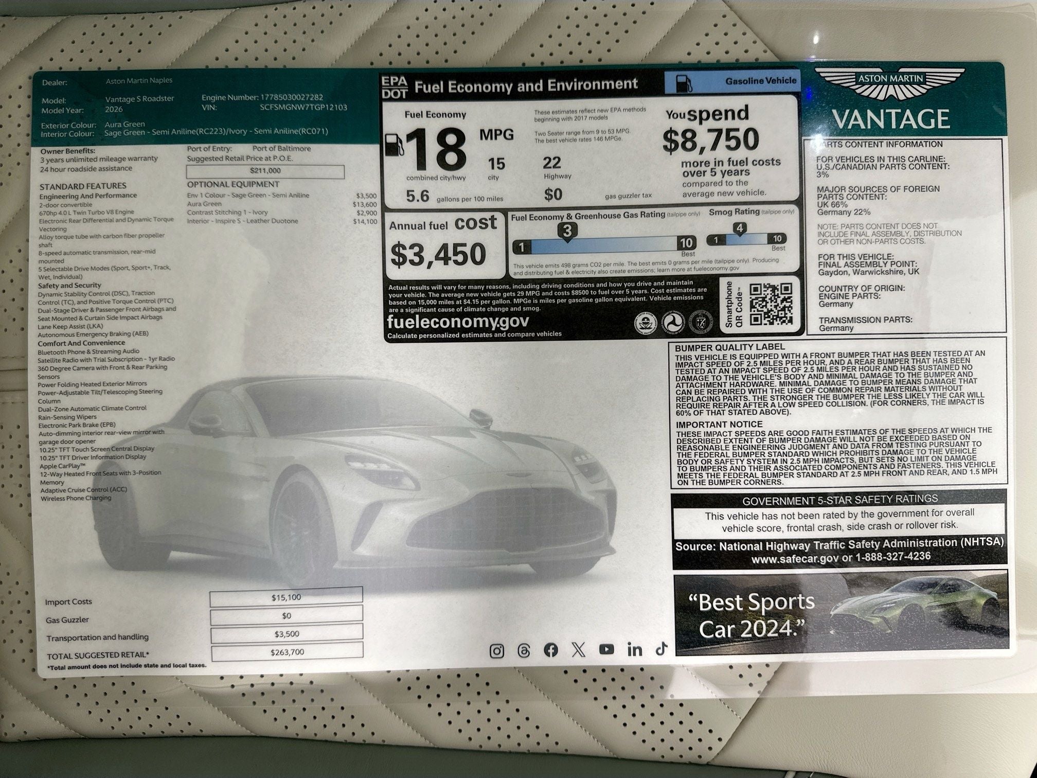 2026 Aston Martin Vantage S Roadster
