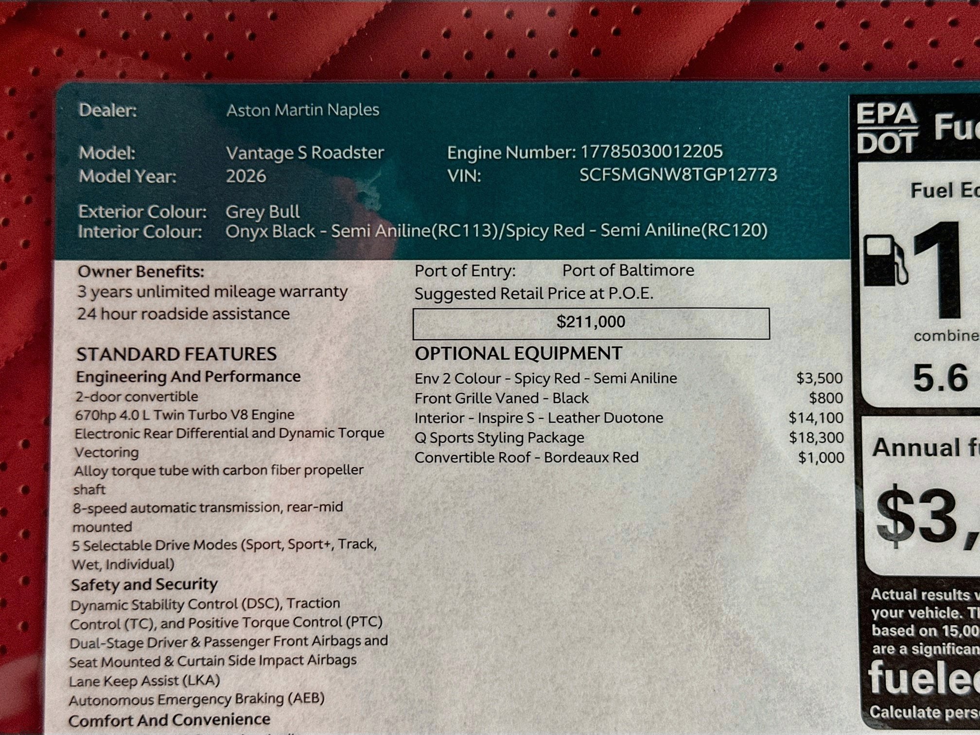 2026 Aston Martin Vantage S Roadster
