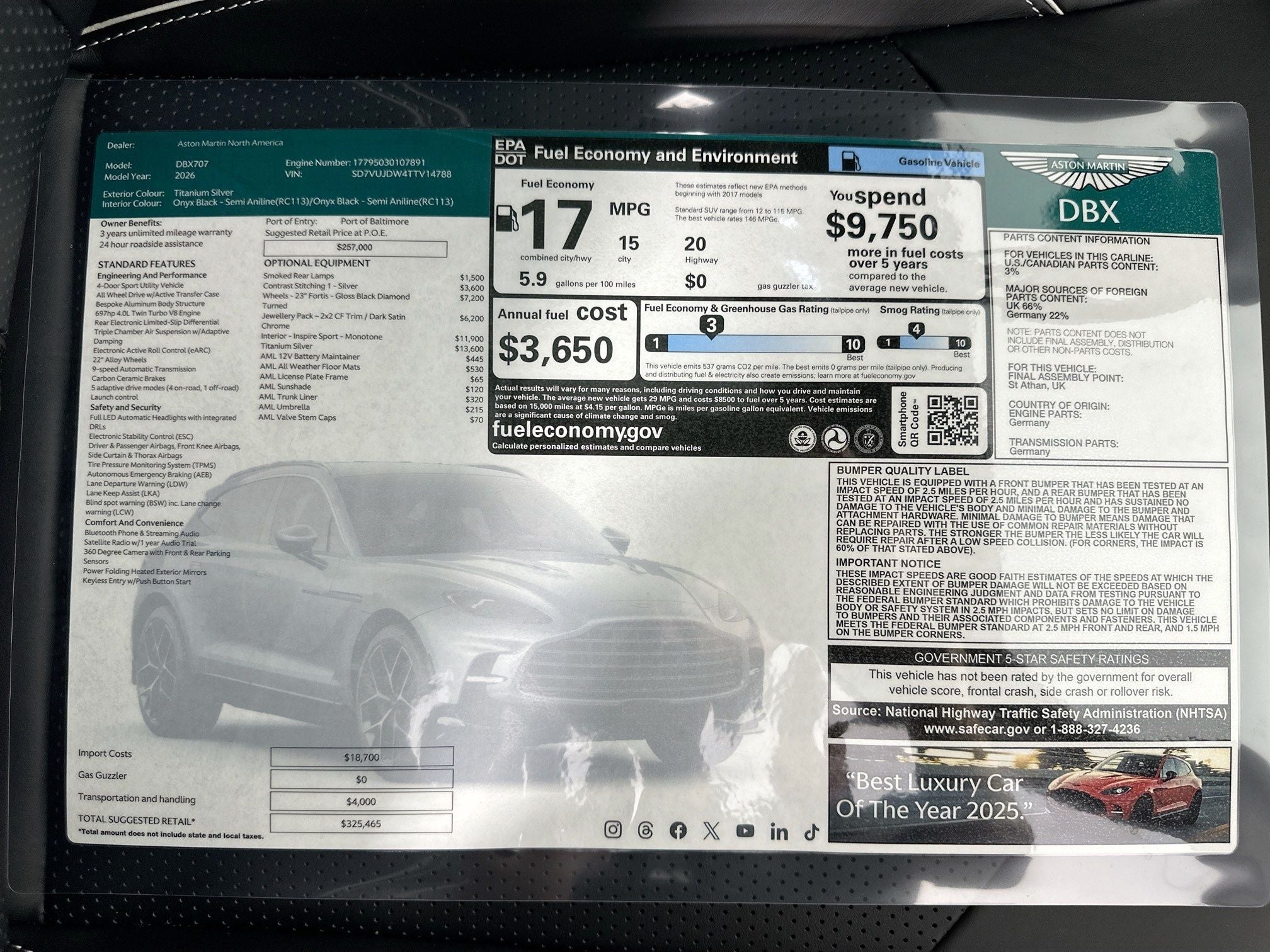 2026 Aston Martin DBX 707
