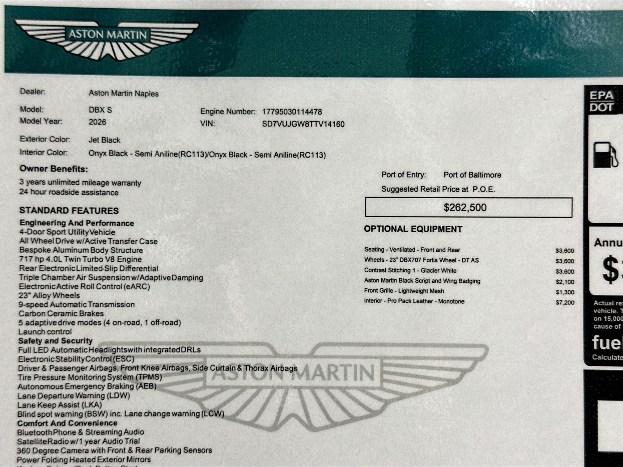 2026 Aston Martin DBX S Base