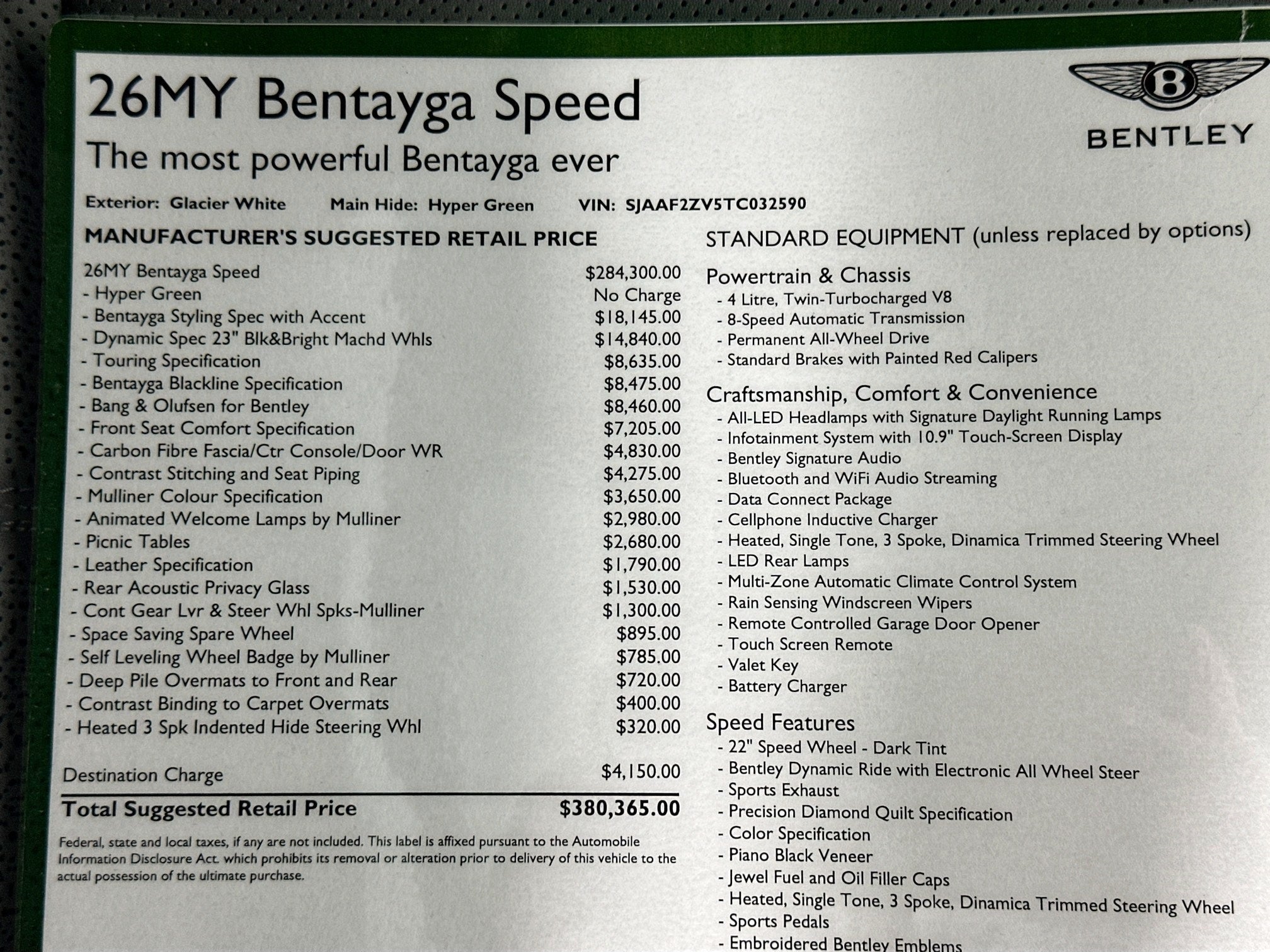 2026 Bentley Bentayga Speed
