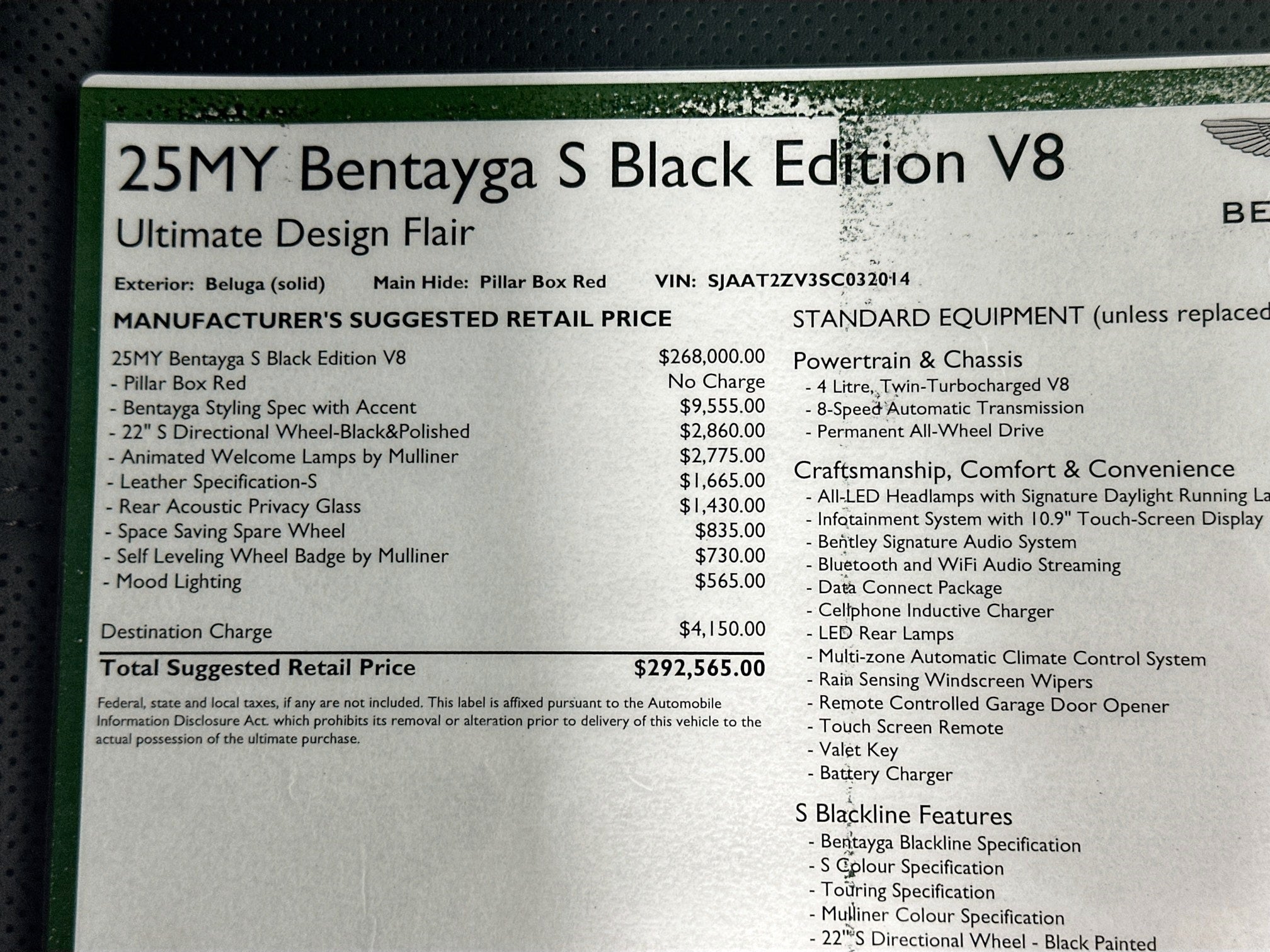 2025 Bentley Bentayga S Black Edition