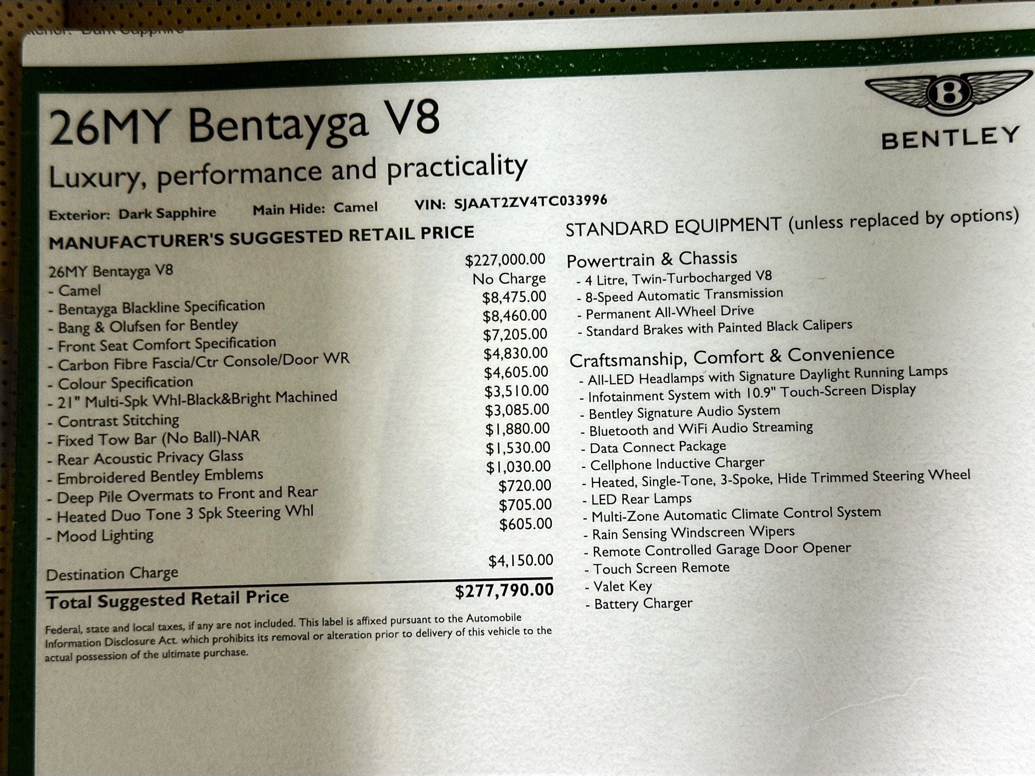 2026 Bentley Bentayga V8