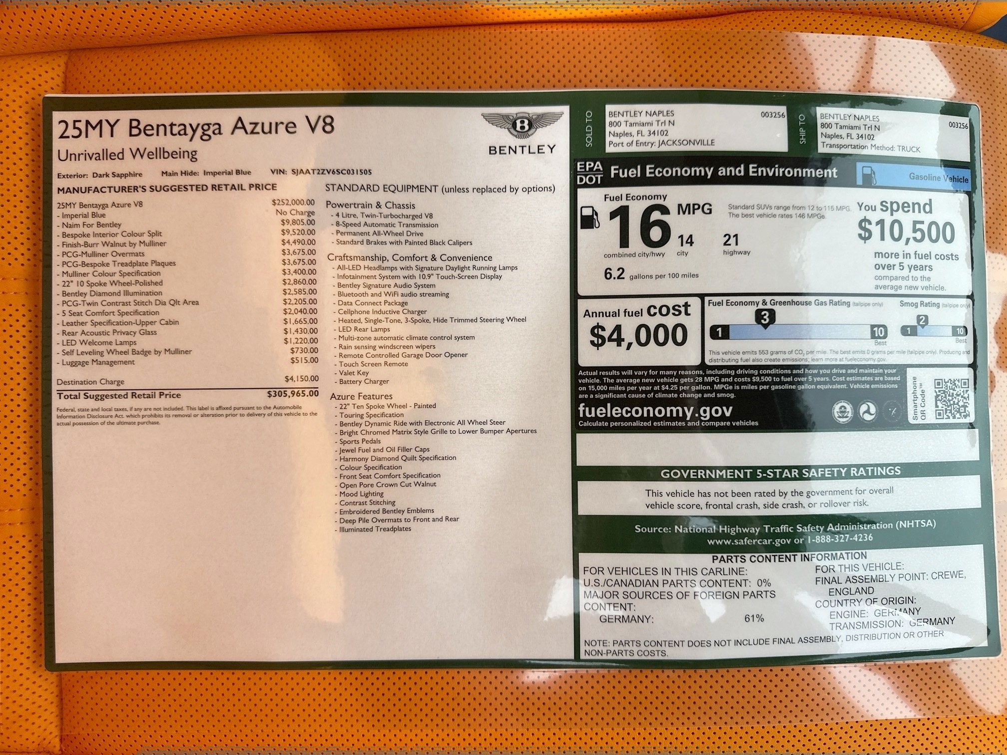 2025 Bentley Bentayga Azure Naples Edition