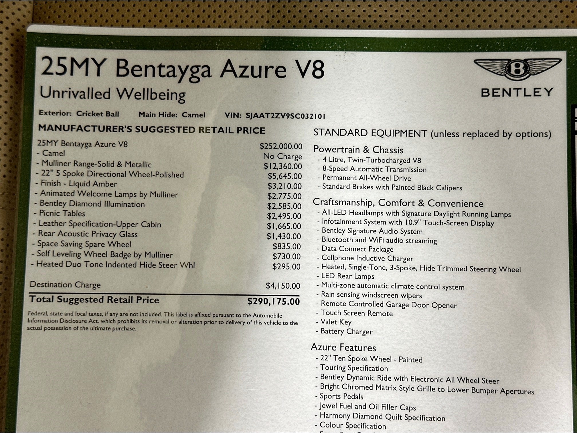 2025 Bentley Bentayga Azure