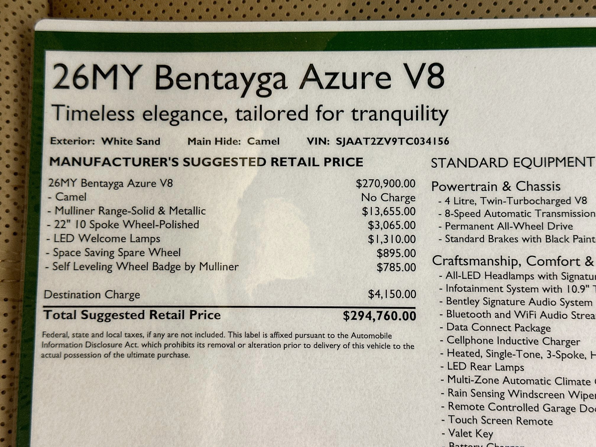 2026 Bentley Bentayga Azure