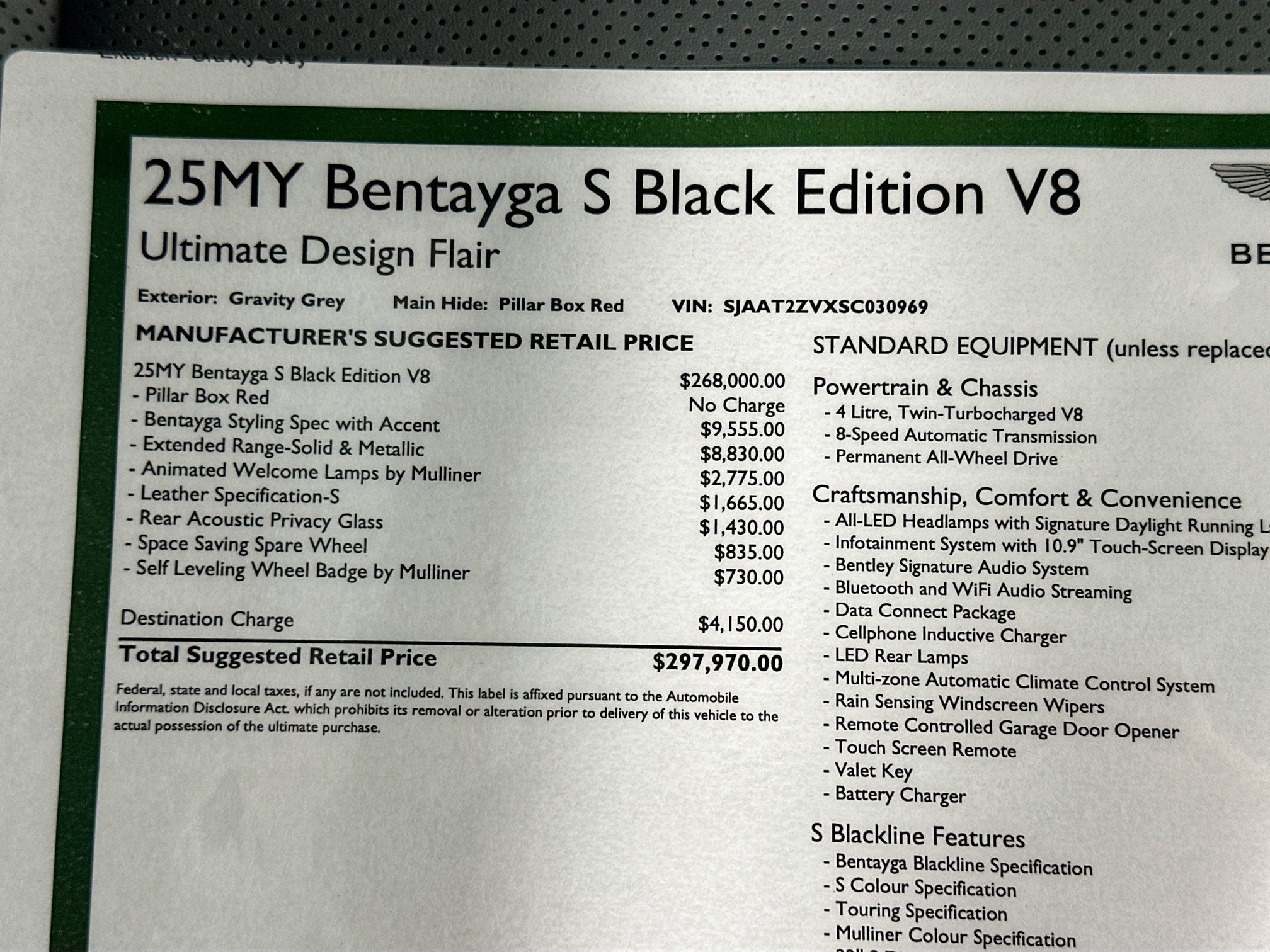 2025 Bentley Bentayga S Black Edition Black Edtion