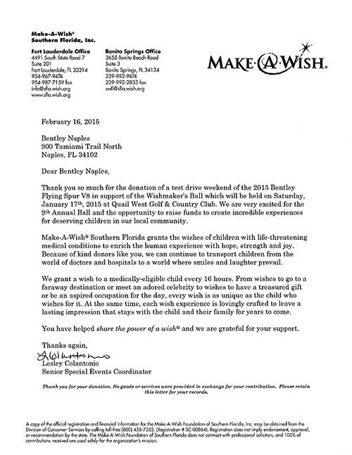 Make A Wish Thank You Note