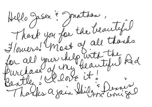 Sheila & Dennis Thank You Note